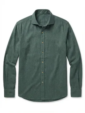 Camisa lisa de franela verde caqui