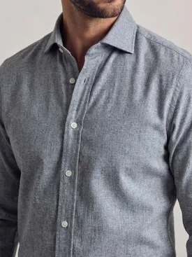 Camisa de franela lisa gris