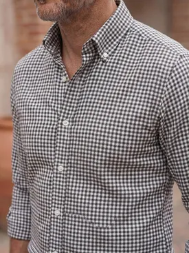 Camisa de franela con pequeños cuadros marrones