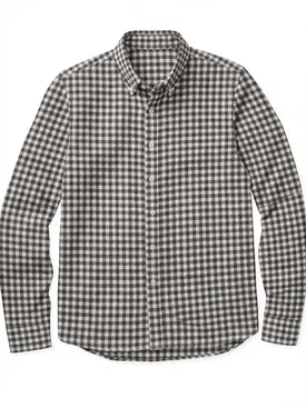 Camisa de franela con pequeños cuadros marrones