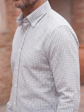 Camisa de franela con pequeños cuadros grises