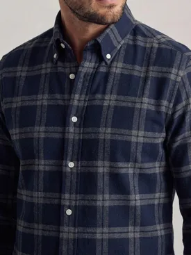 Camisa de franela gruesa de tartán azul y gris