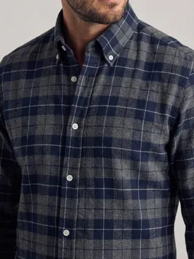 Camisa de franela gruesa de tartán azul y gris
