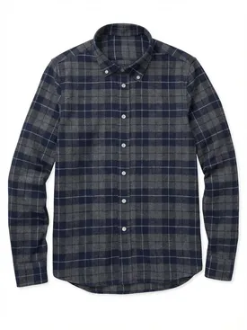 Camisa de franela gruesa de tartán azul y gris