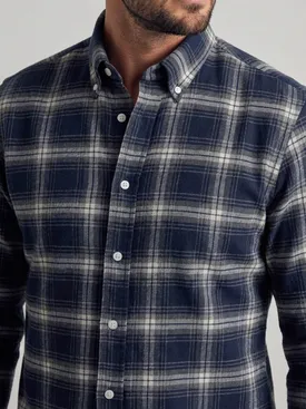 Camisa de franela gruesa de tartán azul
