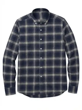 Camisa de franela gruesa de tartán azul