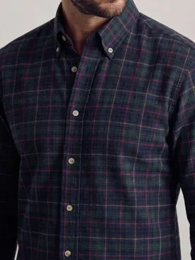 Camisa de franela gruesa de tartán verde y azul