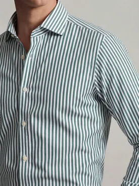 Camisa de sarga a rayas verdes fácil de planchar