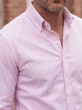 Camisa Oxford de rayas rosa