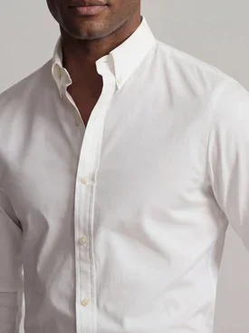 Camisa de lujo blanca lisa en popelina doble torsión