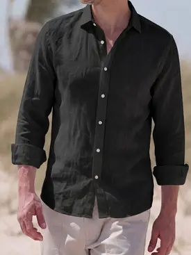 Camisa Lino liso negro