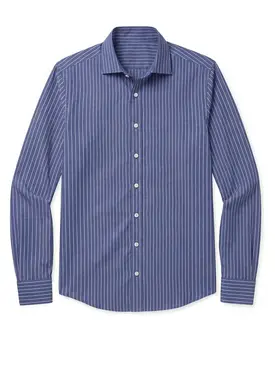 Camisa de popelina con rayas azules