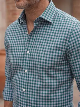 Camisa de twill de cuadros verdes