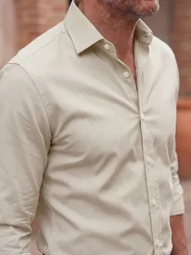Camisa de twill lisa beige