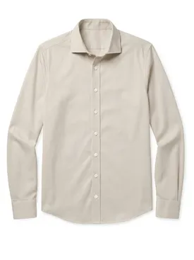 Camisa de twill lisa beige