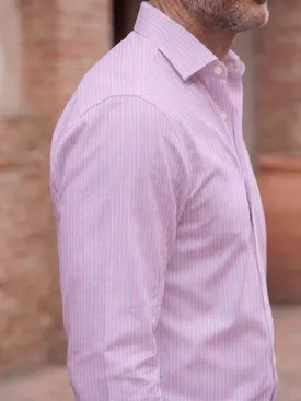 Camisa fil-à-fil con rayas rosas