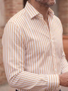 Camisa de popelina con rayas naranjas