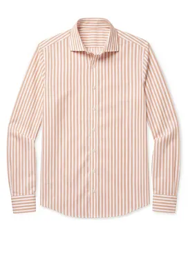 Camisa de popelina con rayas naranjas