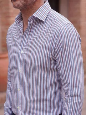 Camisa de popelina con rayas azules